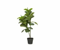 S64 Short Potted Faux Fiddle Floor Plant