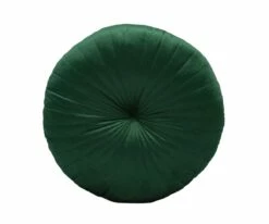 B36 Blumen Velvet Tufted Round Pillow - Dark Green