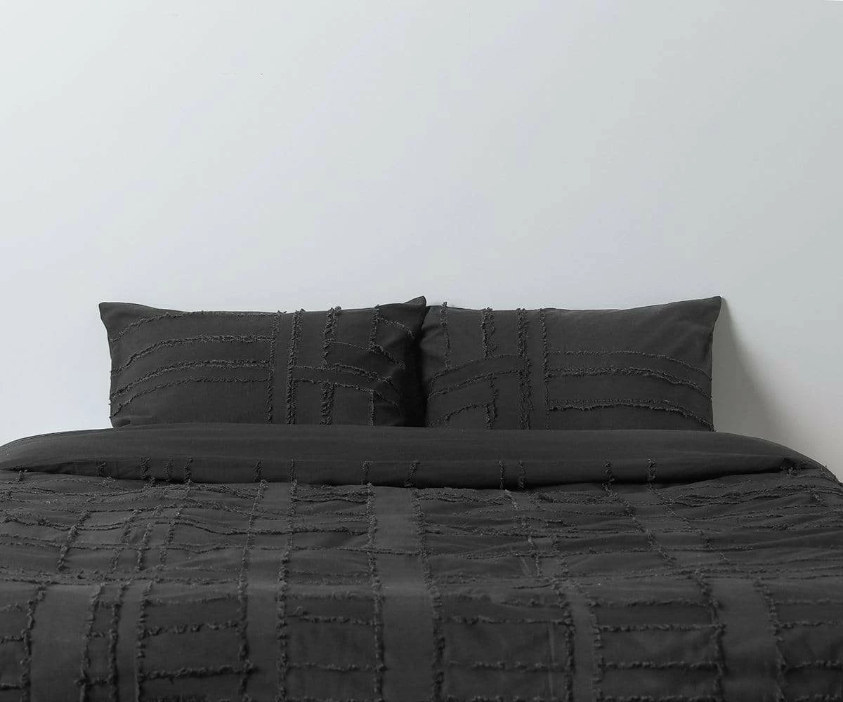M50 Dauda Duvet Cover + Shams Set - Charcoal 1 M50 Dauda Duvet Cover + Shams Set - Charcoal