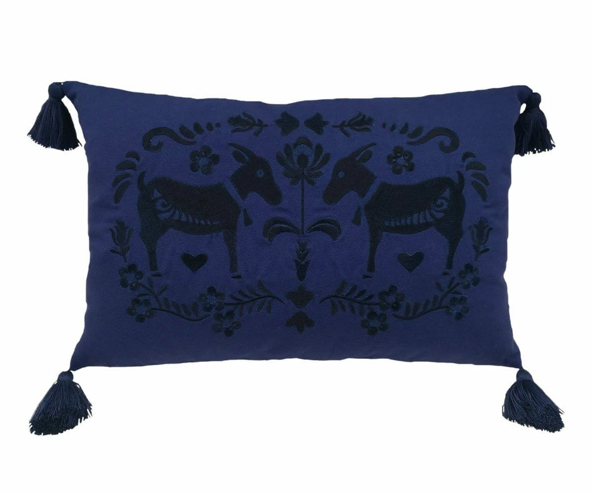 B36 Embroidered Billy Goat Lumbar Pillow Cover 1 B36 Embroidered Billy Goat Lumbar Pillow Cover