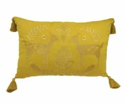 B36 Embroidered Fawns Lumbar Pillow Cover