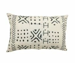 Home Decor Sales 19 B36 Modern Mudcloth Lumbar Pillow Cover - White