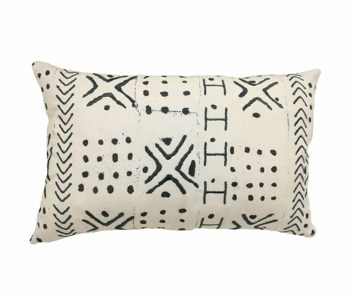 B36 Modern Mudcloth Lumbar Pillow Cover - White 1 B36 Modern Mudcloth Lumbar Pillow Cover - White