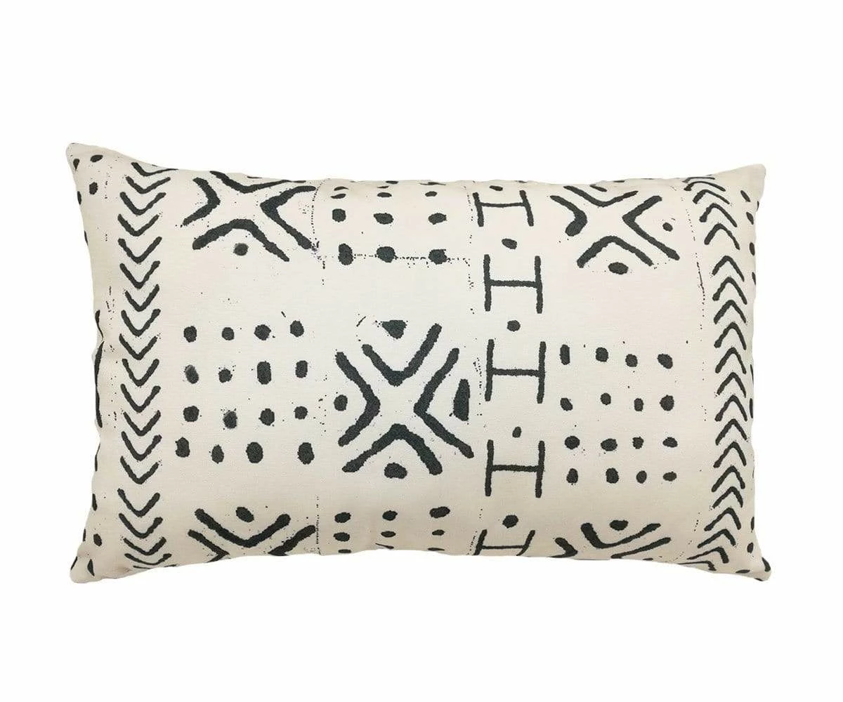 B36 Modern Mudcloth Lumbar Pillow Cover - White 2 B36 Modern Mudcloth Lumbar Pillow Cover - White - Image 2