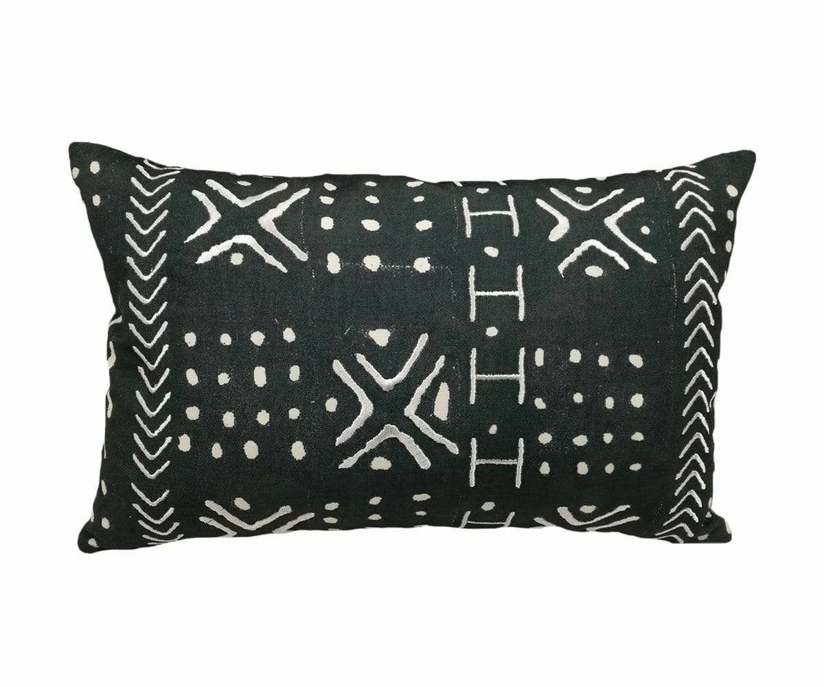 B36 Modern Mudcloth Lumbar Pillow Cover - Black 1 B36 Modern Mudcloth Lumbar Pillow Cover - Black
