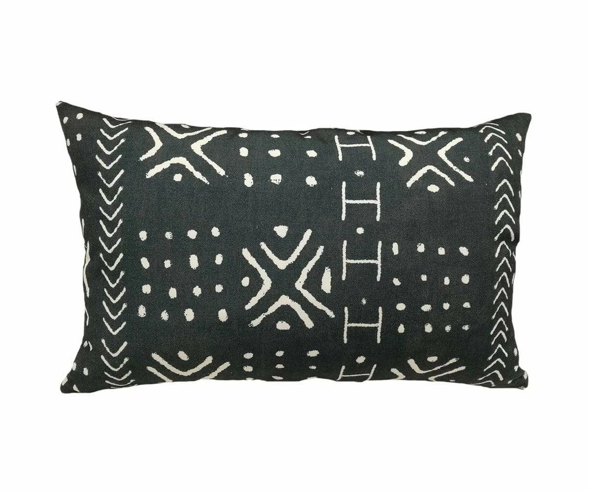 B36 Modern Mudcloth Lumbar Pillow Cover - Black 2 B36 Modern Mudcloth Lumbar Pillow Cover - Black - Image 2
