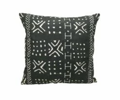 B36 Modern Mudcloth Pillow Cover - Black