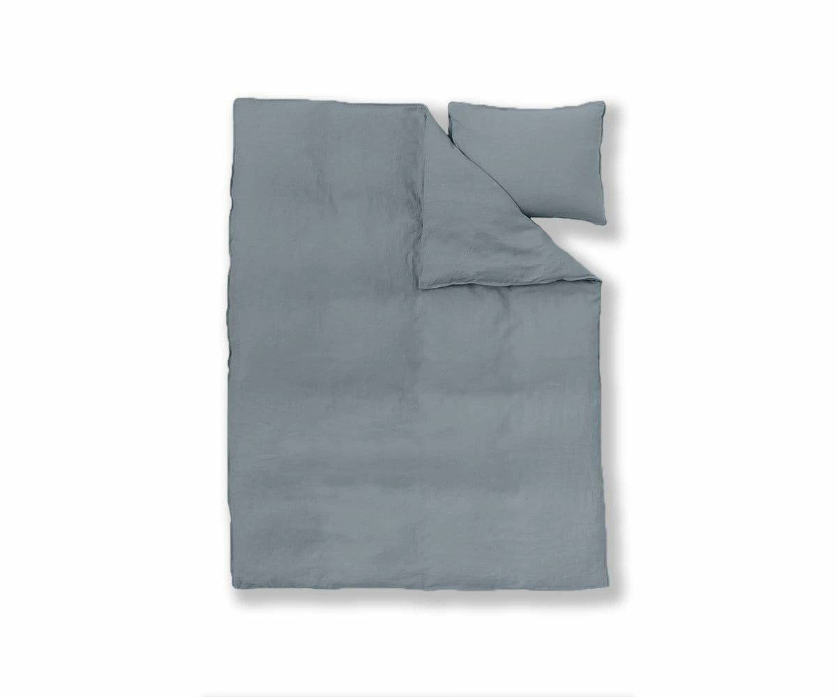 B36 Laila Linen Duvet Cover + Shams Set - Blue 2 B36 Laila Linen Duvet Cover + Shams Set - Blue - Image 2