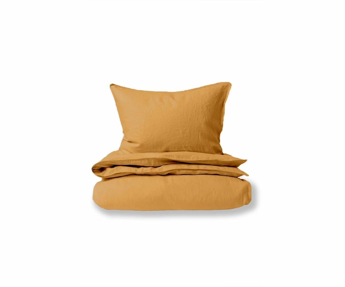 B36 Laila Linen Duvet Cover + Shams Set - Mustard 1 B36 Laila Linen Duvet Cover + Shams Set - Mustard