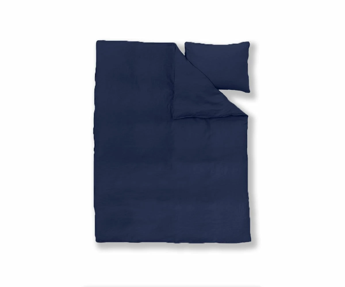 B36 Laila Linen Duvet Cover + Shams Set - Navy 2 B36 Laila Linen Duvet Cover + Shams Set - Navy - Image 2